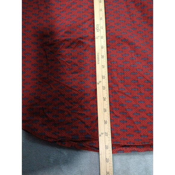 RVCA Shirt Mens Medium Red Button Up Short Sleeve Slim Geometric Surf Skate - Picture 3 of 7